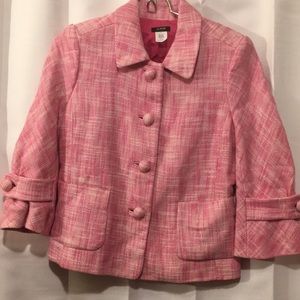 J. Crew Blazer, Linen Blend,SZ 4, Pastel Pink,Covered Buttons,Cute Collar,Lined